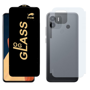 Redmi A1 Plus Combo: OG Glass Screen Protector + Carbon Back Skin - Image 2