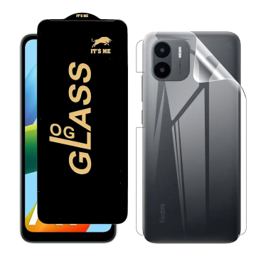 Redmi A1 Plus Protection Pack: OG Glass + Clear Back Jelly Film - Image 2