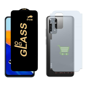 Redmi Note 11 Combo: OG Glass Screen Protector + Carbon Back Skin - Image 2
