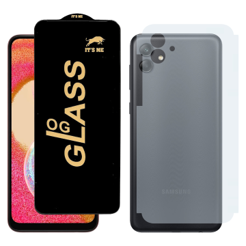 Samsung A04e Combo: OG Glass Screen Protector + Carbon Back Skin - Image 2