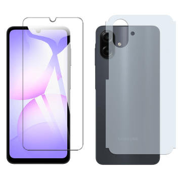 Samsung A07 Glass Protector Polish Screen Tempered + Back Carbon Fiber Matte Soft Skin Sheet For Galaxy - Image 2