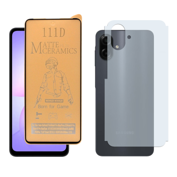 Samsung A07 Matte Glass Protector Ceramic + Back Carbon Fiber Soft Skin Sheet For Galaxy - Image 2