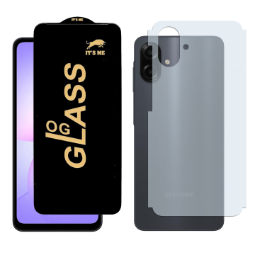 Samsung A07 OG Glass Protector HD Plus Premium Quality + Back Carbon Fiber Matte Soft Skin Sheet For Galaxy - Image 2