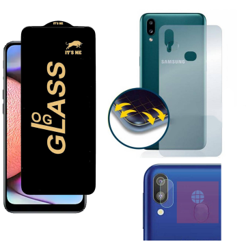 Samsung A10s 3-in-1 Kit: OG Glass + Carbon Back Camera Protector - Image 2