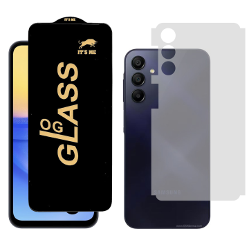 Samsung A15 Combo: OG Glass Screen Protector + Carbon Back Skin - Image 2
