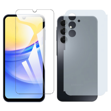 Samsung A16 Glass Protector Polish Screen Tempered + Back Carbon Fiber Matte Soft Skin Sheet - Image 2