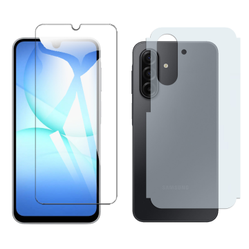 Samsung A17 Glass Protector Polish Screen Tempered + Back Carbon Fiber Matte Soft Skin Sheet For Galaxy - Image 2