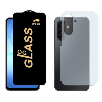 Samsung A17 OG Glass Protector HD Plus Premium Quality + Back Carbon Fiber Matte Soft Skin Sheet For Galaxy - Image 2