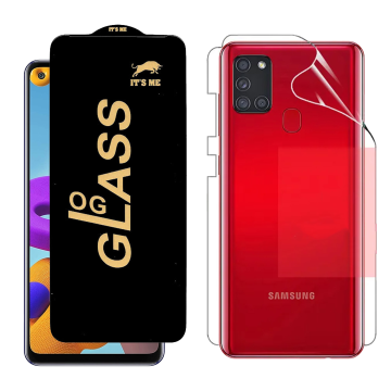 Samsung A21s Protection Pack: OG Glass + Clear Back Jelly Film - Image 2