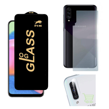 Samsung A30s 3-in-1 Kit: OG Glass + Carbon Back Camera Protector - Image 2