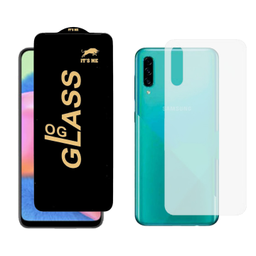 Samsung A30s Protection Pack: OG Glass + Clear Back Jelly Film - Image 2