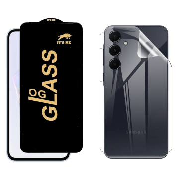 Samsung A35 Protection Pack: OG Glass + Clear Back Jelly Film - Image 2