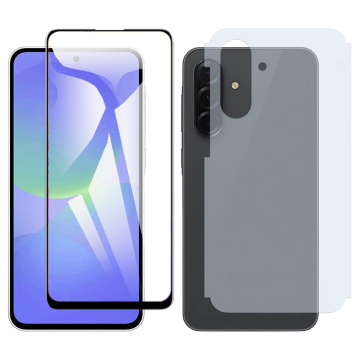 Samsung A36 Glass Protector 5D-10D-11D-21D-9D Full Coverage + Back Carbon Fiber Matte Soft Skin Sheet - Image 2