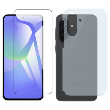 Samsung A36 Glass Protector Polish Screen Tempered + Back Carbon Fiber Matte Soft Skin Sheet - Image 2