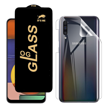 Samsung A50s Protection Pack: OG Glass + Clear Back Jelly Film - Image 2