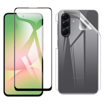 Samsung A56 Glass Protector 5D-10D-11D-21D-9D Full Coverage + Back Clear Jelly Soft Film Protection Hydrogel - Image 2