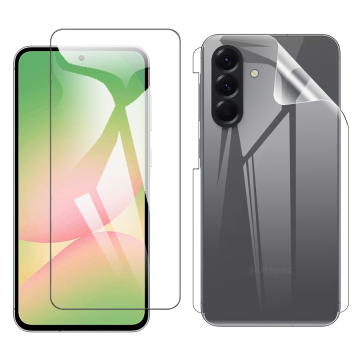 Samsung A56 Glass Protector Polish Screen Tempered + Back Clear Jelly Soft Film Protection Hydrogel - Image 2