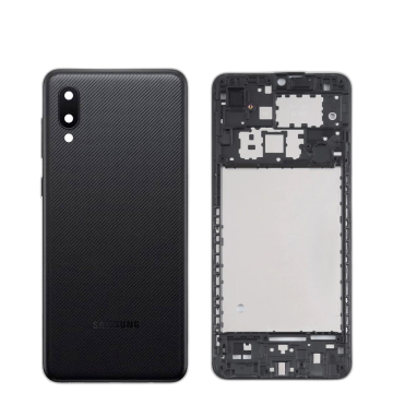 Samsung Galaxy A02 Housing Middle Frame With Side Button and Camera Lens Complete Body Casing Replacement For Galaxy A02 - Black - Image 2