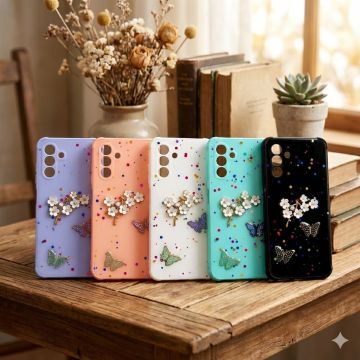 Samsung Galaxy A04s Glitter Butterfly Mobile Cover