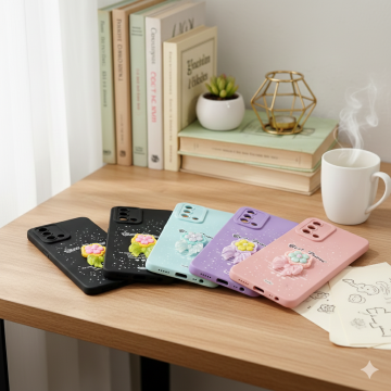 Samsung Galaxy A10s Glittering Floral Pattern Mobile Cover - Image 2