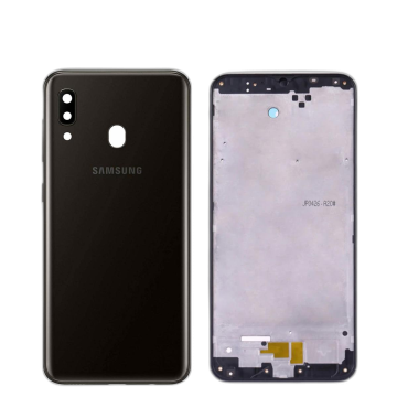 Samsung Galaxy A20 Housing Middle Frame With Side Button and Camera Lens Complete Body Casing Replacement For Galaxy A20 - Black - Image 2