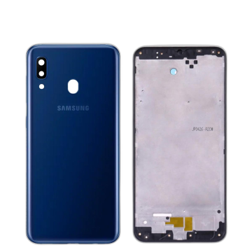 Samsung Galaxy A20 Housing Middle Frame With Side Button and Camera Lens Complete Body Casing Replacement For Galaxy A20 - Blue - Image 2