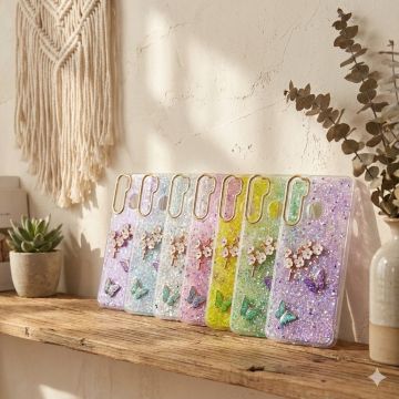 Samsung Galaxy A22 4G Butterfly Glitter Fancy Mobile Cover - Image 2