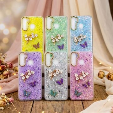 Samsung Galaxy A31 Glitter Butterfly Mobile Cover - Image 2