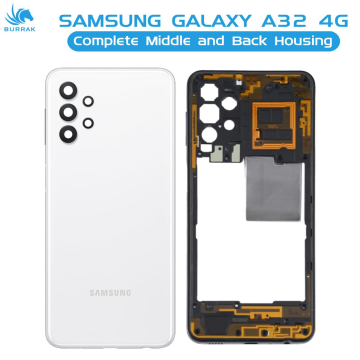 Samsung Galaxy A32 Housing Middle Frame With Side Button and Camera Lens Body Casing Replacement For Galaxy A32 - White - Image 2