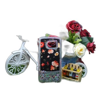 Samsung S6 Edge Black Flowing Liquid Glitter Fancy Mobile Cover