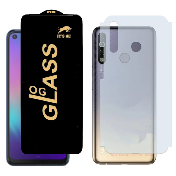 Tecno Camon 12 Combo: OG Glass Screen Protector + Carbon Back Skin - Image 2