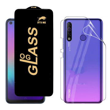 Tecno Camon 12 Protection Pack: OG Glass + Clear Back Jelly Film - Image 2