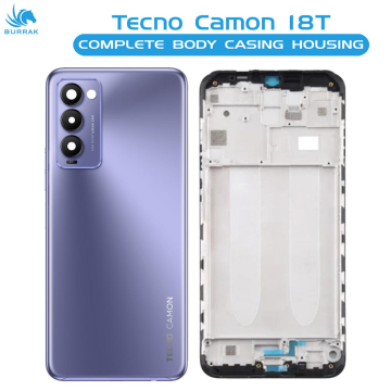 Tecno Camon 18T Housing Middle Frame With Side Button and Camera Lens Complete Body Casing Replacement For Camon 18T - Purple - Image 2