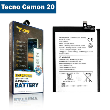 Tecno Camon 20 Battery Replacement - ZNF 5000mAh (BL-49OT) - Image 2