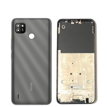 Tecno Pop 4 Lite Housing Middle Frame With Side Button and Camera Lens Complete Body Casing Replacement For Pop 4 Lite - Grey - Image 2