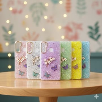 Tecno Pop 5 Butterfly Glitter Fancy Mobile Cover