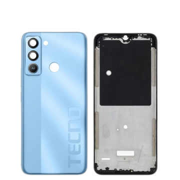 Tecno Pop 5 Lite Housing Middle Frame With Side Button and Camera Lens Complete Body Casing Replacement For Pop 5 Lite - Blue - Image 2