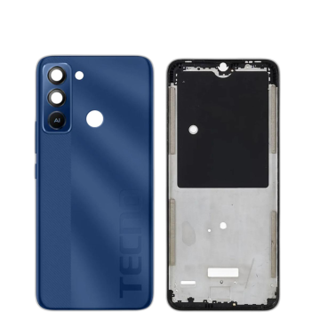 Tecno Pop 5 Lite Housing Middle Frame With Side Button and Camera Lens Complete Body Casing Replacement For Pop 5 Lite - Dark Blue - Image 2