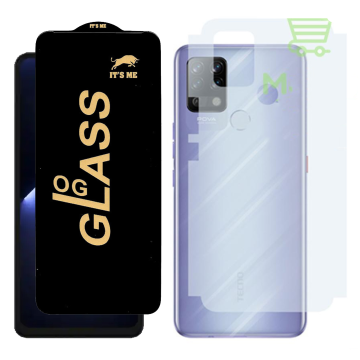 Tecno Pova Combo: OG Glass Screen Protector + Carbon Back Skin - Image 2
