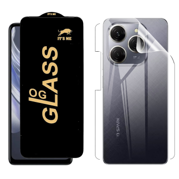 Tecno Spark 20 Pro Protection Pack: OG Glass + Clear Back Jelly Film - Image 2