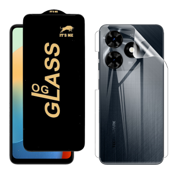 Tecno Spark 20C Protection Pack: OG Glass + Clear Back Jelly Film - Image 2