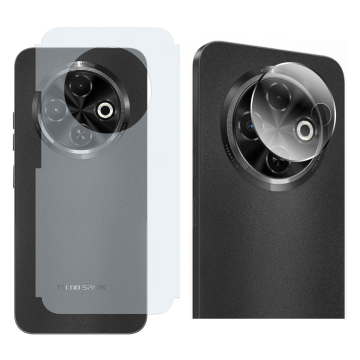 Tecno Spark 30C Back Protector Carbon Fiber Matte Soft Skin Sheet + Rear Camera 9H Gorilla Flexible Protectior - Image 2