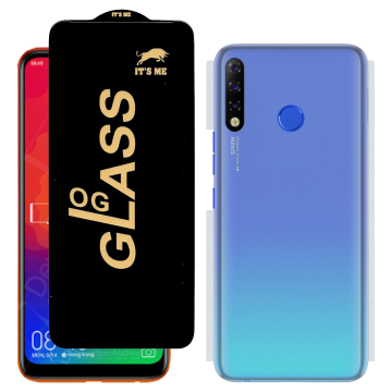 Tecno Spark 4 Combo: OG Glass Screen Protector + Carbon Back Skin - Image 2