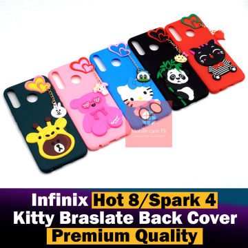 Tecno Spark 4 Hello Kitty Mickey Mouse Braslate Chain Soft Girls Case Cover