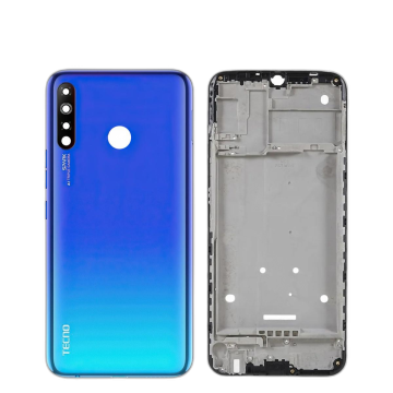 Tecno Spark 4 Housing Middle Frame With Side Button and Camera Lens Complete Body Casing Replacement For Spark 4 - Blue - Image 2
