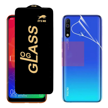 Tecno Spark 4 Protection Pack: OG Glass + Clear Back Jelly Film - Image 2