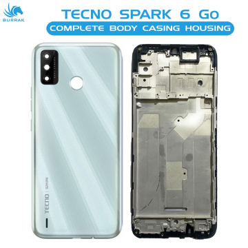 Tecno Spark 6 Go Housing Middle Frame With Side Button and Camera Lens Complete Body Casing Replacement For Spark 6 Go - White - Image 2