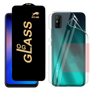 Tecno Spark 6 Go Protection Pack: OG Glass + Clear Back Jelly Film - Image 2
