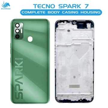 Tecno Spark 7 Housing Middle Frame With Side Button and Camera Lens Complete Body Casing Replacement For Spark 7 - Green - Image 2