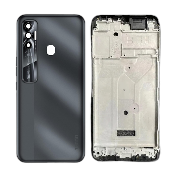 Tecno Spark 7 Pro Rear Complete Body Casing Housing With Camera Lens Replacement For Spark 7 Pro - Black - Image 2